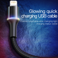 Baseus kabel USB do iPhone 12 11 13 Pro XS Max Xr X 8 7 6 oświetlenie LED szybka ładowarka data kabel telefoniczny do ipada przewód drutowy 3